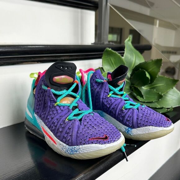 Nike LeBron 18 Low Basketball Shoes – Purple Teal Neon – Men’s Size 6 main image 8
